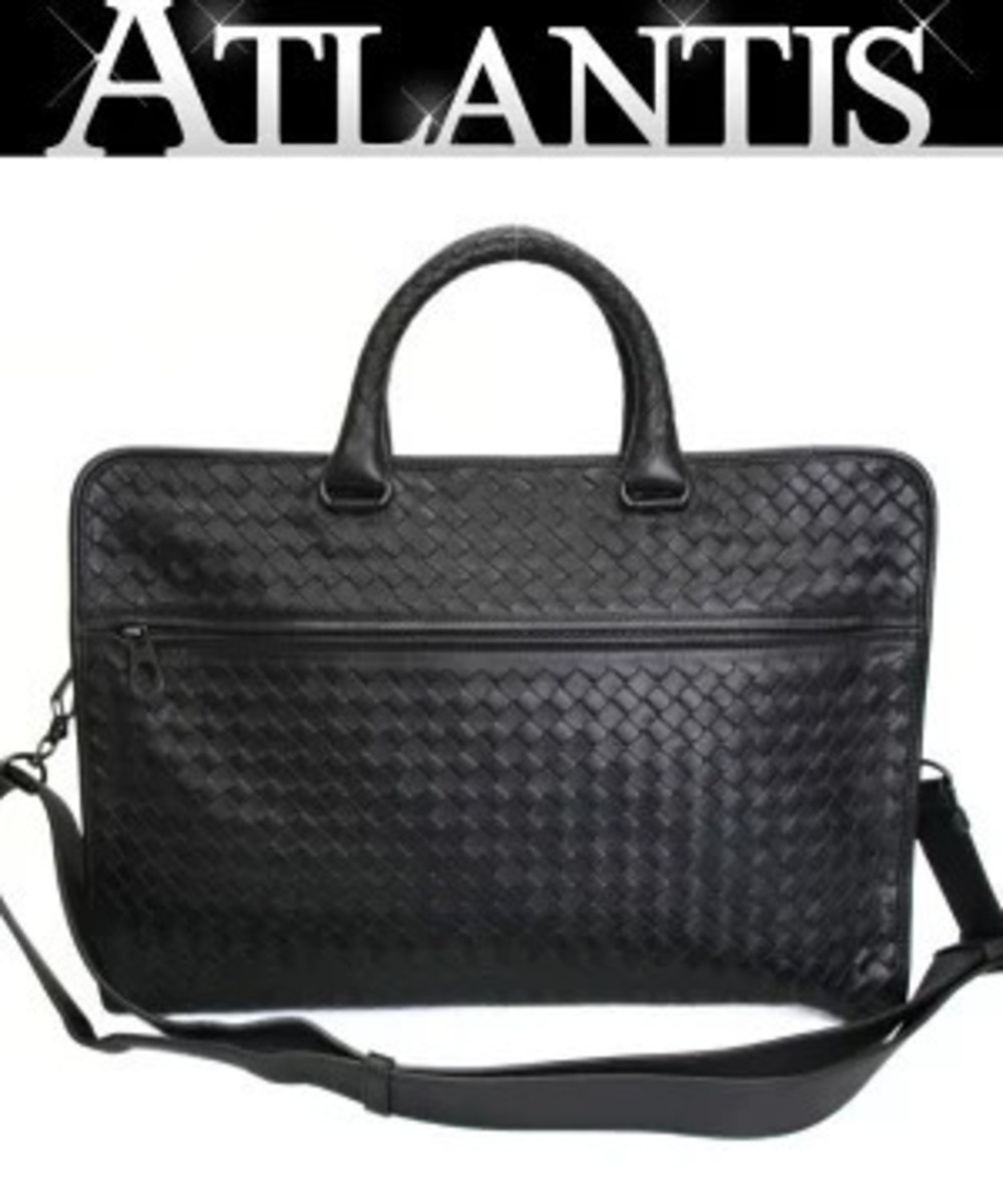 Bottega Veneta Intrecciato Business Bag Briefcase Leather Black